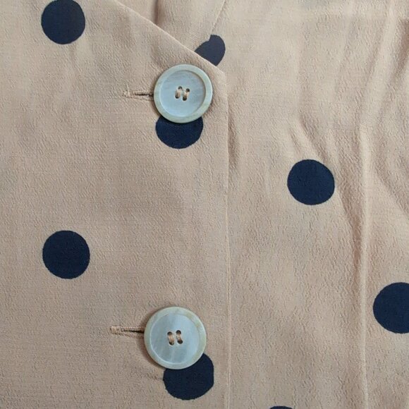 Mango Casual Women's Tan Blouse w/ Black Polkadots, Size 4 (EUR S) - Picture 3 of 7